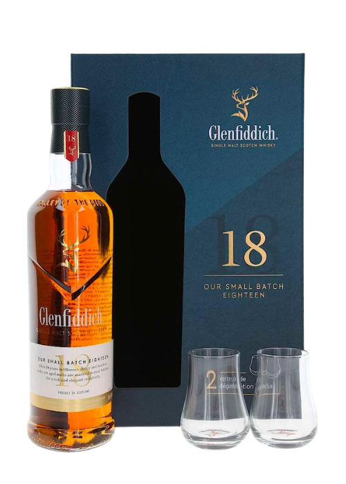 Glenfiddich 18 years old Single Malt Whisky NV W/2 Glass